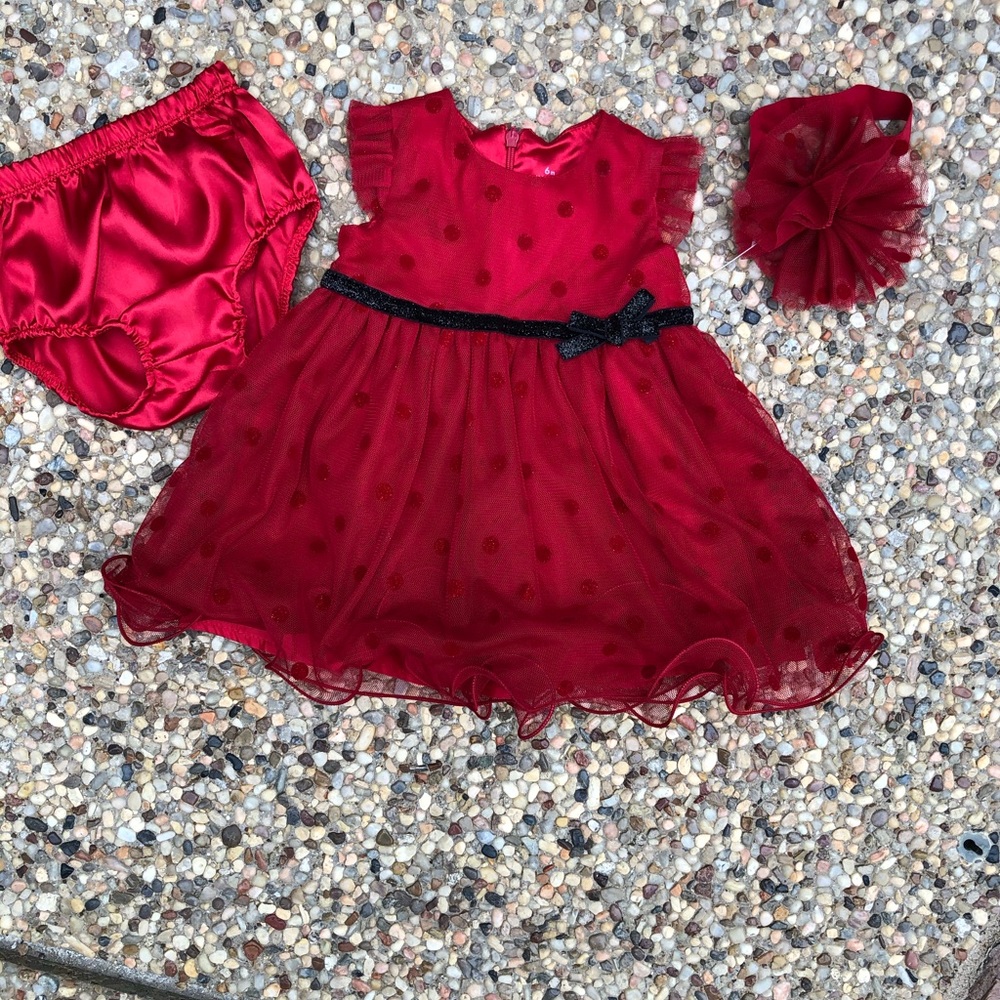 Girl’s red dress, size 6 month